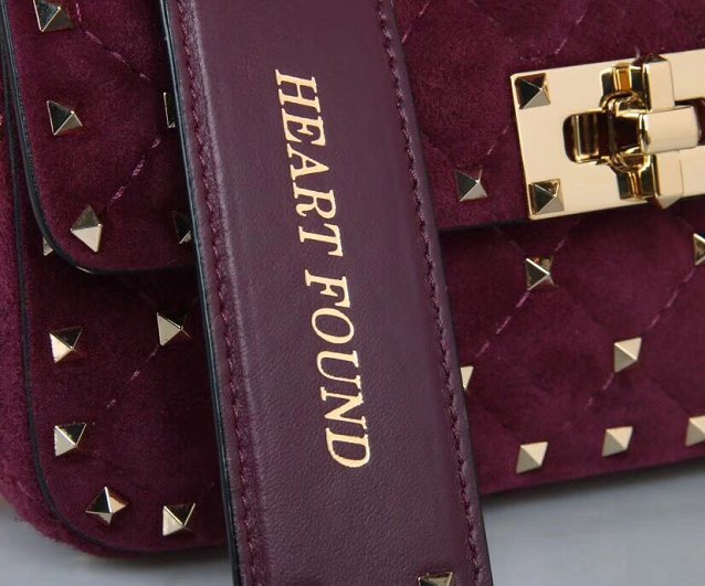 Valentino original suede rockstud small chain bag 0123 purple