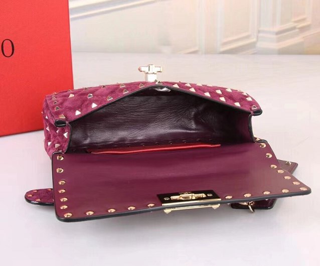 Valentino original suede rockstud small chain bag 0123 purple