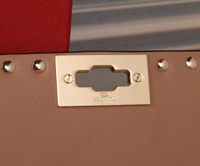 Valentino original suede rockstud medium chain bag 0121 apricot