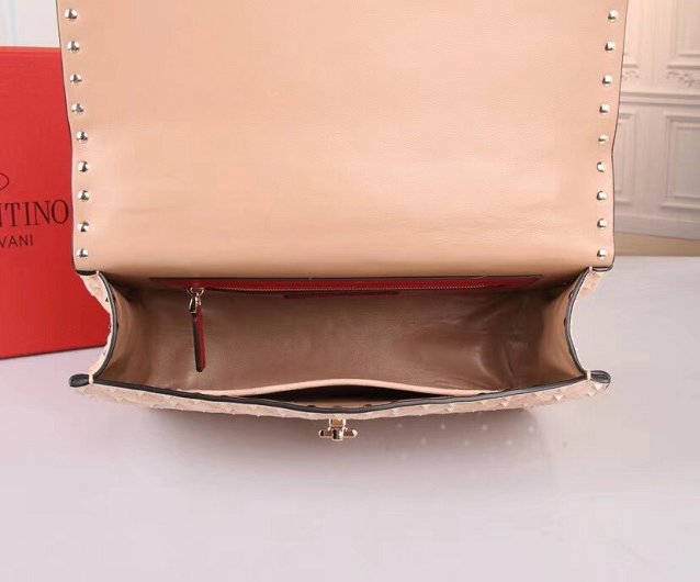 Valentino original suede rockstud medium chain bag 0121 apricot