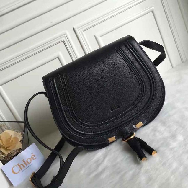 Chloe original calfskin large marcie crossbody saddle bag 2019 black