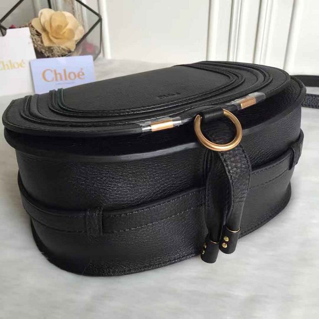Chloe original calfskin large marcie crossbody saddle bag 2019 black