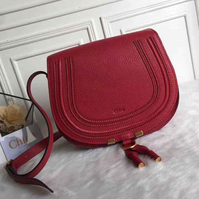 Chloe original calfskin large marcie crossbody saddle bag 2019 red