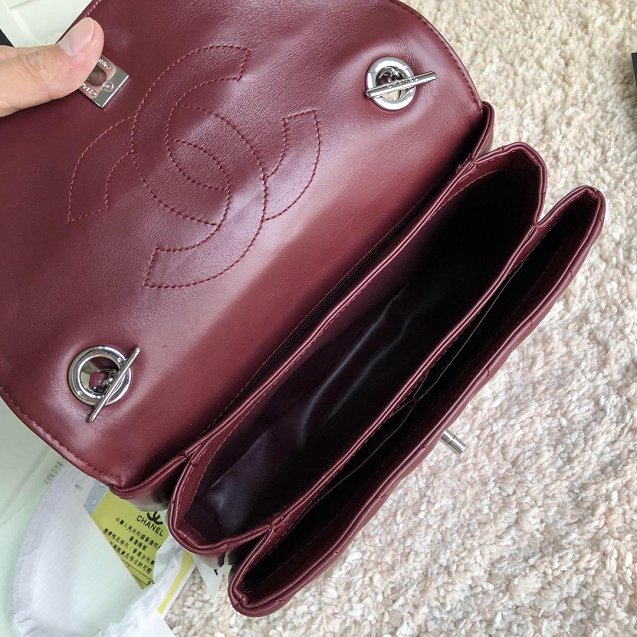 CC original lambskin top handle flap bag A92236-2 bordeaux