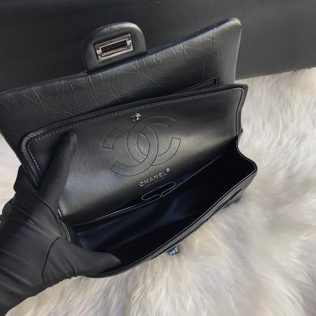 CC original aged calfskin 2.55 flap handbag A37586 black hardware