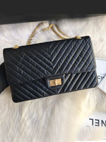 CC original aged calfskin maxi 2.55 flap handbag A37590 black