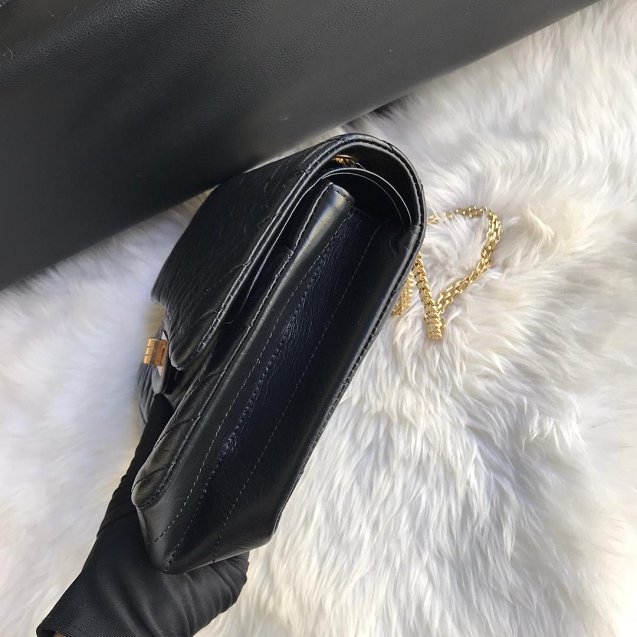 CC original aged calfskin maxi 2.55 flap handbag A37590 black