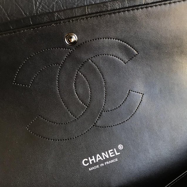 CC original aged calfskin maxi 2.55 flap handbag A37590 black 