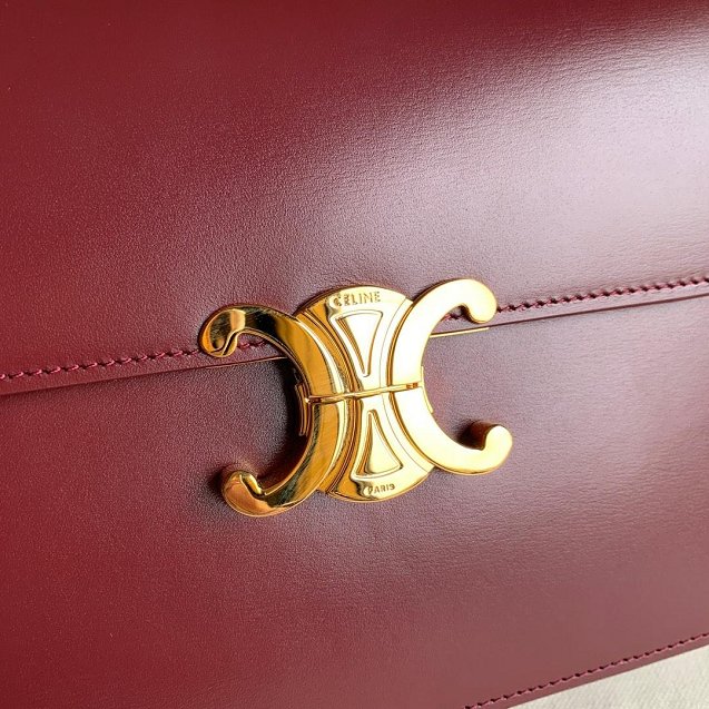 2019 Celine original calfskin large triomphe bag 187353 bordeaux