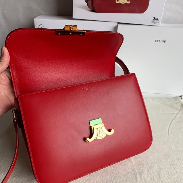 2019 Celine original calfskin large triomphe bag 187353 red