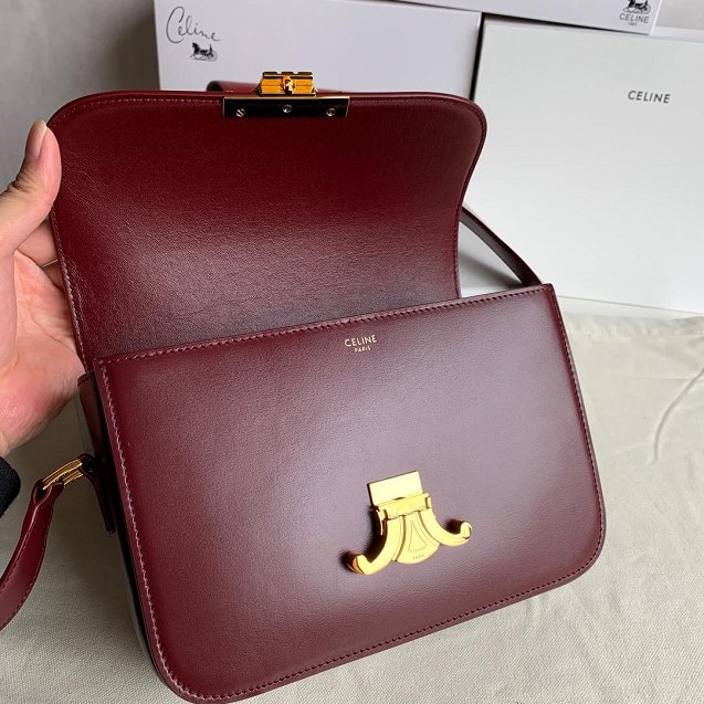 2019 Celine original calfskin medium triomphe bag 187363 bordeaux