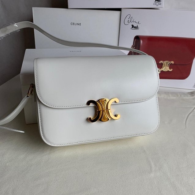 2019 Celine original calfskin medium triomphe bag 187363 white