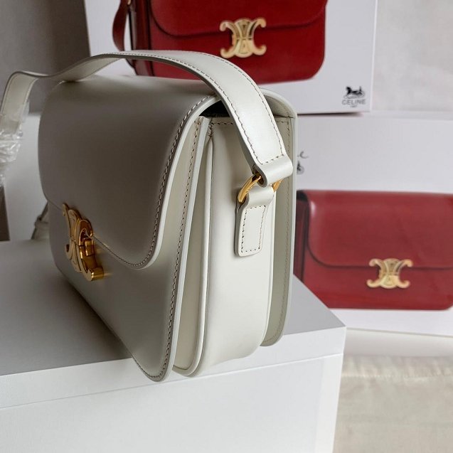 2019 Celine original calfskin medium triomphe bag 187363 white