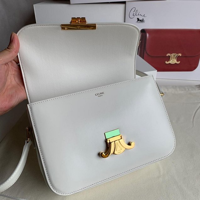 2019 Celine original calfskin medium triomphe bag 187363 white