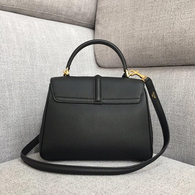 celine original grained calfskin small 16 bag 188003 black