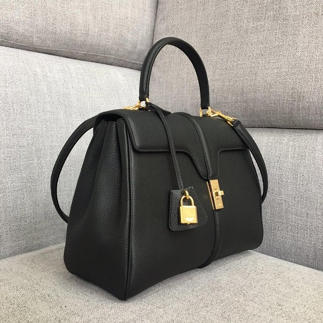 celine original grained calfskin medium 16 bag 187373 black