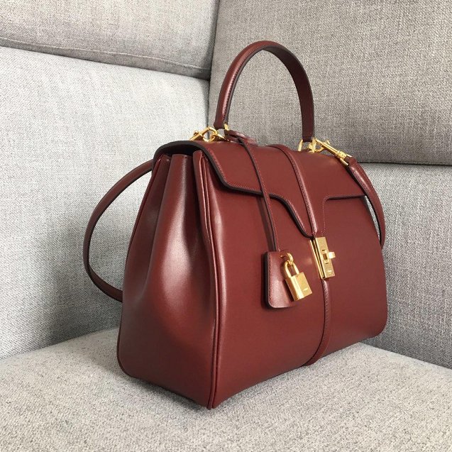 celine original smooth calfskin medium 16 bag 187373 bordeaux