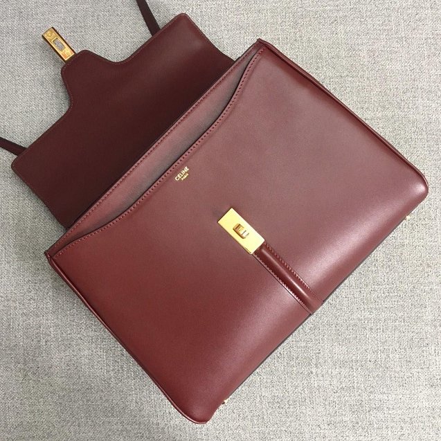 celine original smooth calfskin medium 16 bag 187373 bordeaux