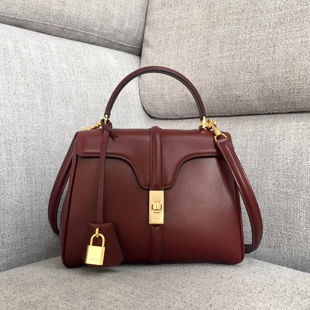 celine original smooth calfskin small 16 bag 188003 bordeaux