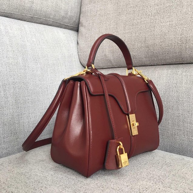 celine original smooth calfskin small 16 bag 188003 bordeaux