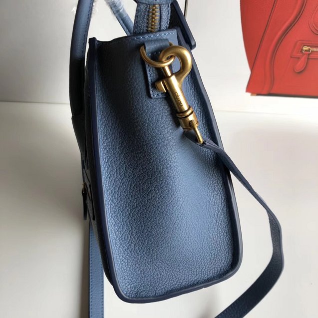 Celine original grained calfskin nano luggage bag 189243 blue