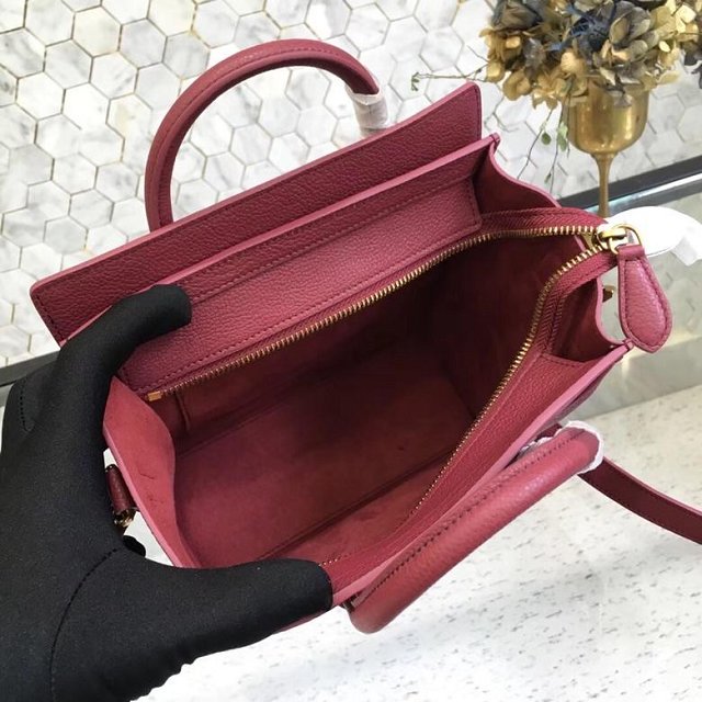 Celine original grained calfskin nano luggage bag 189243 bordeaux