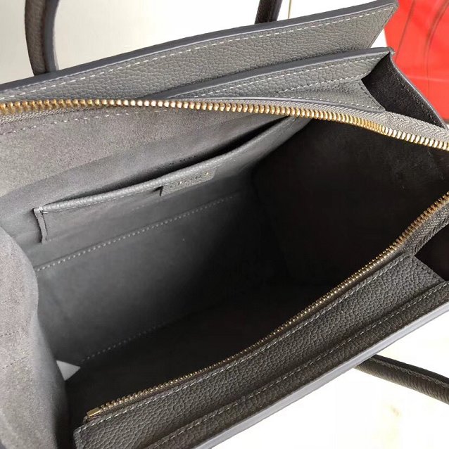 Celine original grained calfskin nano luggage bag 189243 dark grey