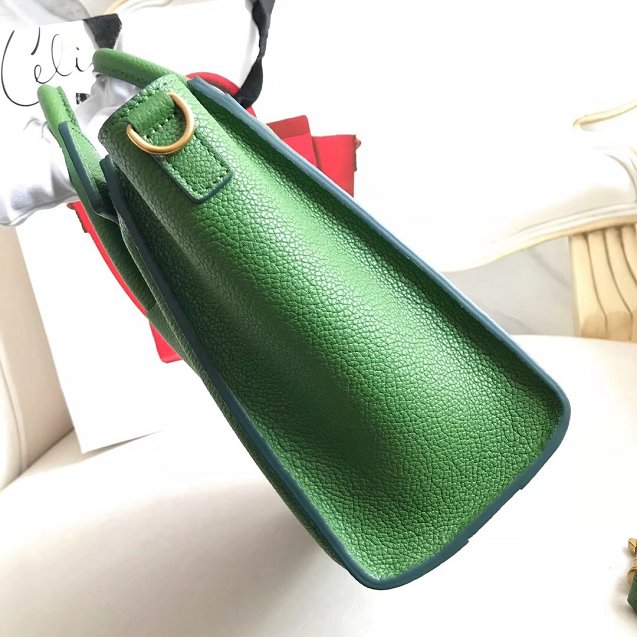 Celine original grained calfskin nano luggage bag 189243 light green