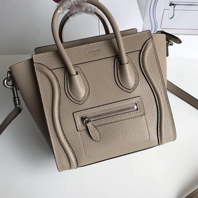 Celine original grained calfskin nano luggage bag 189243 grey