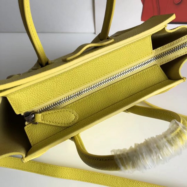 Celine original grained calfskin nano luggage bag 189243 lemon yellow