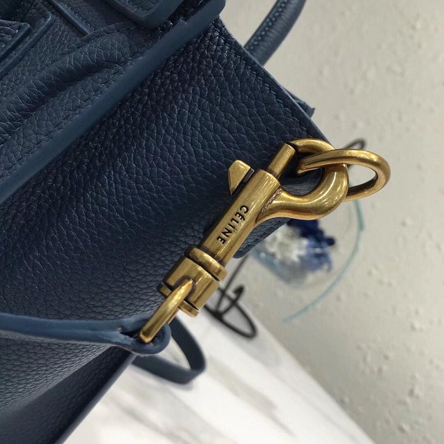 Celine original grained calfskin nano luggage bag 189243 navy blue