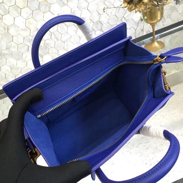 Celine original grained calfskin nano luggage bag 189243 royal blue