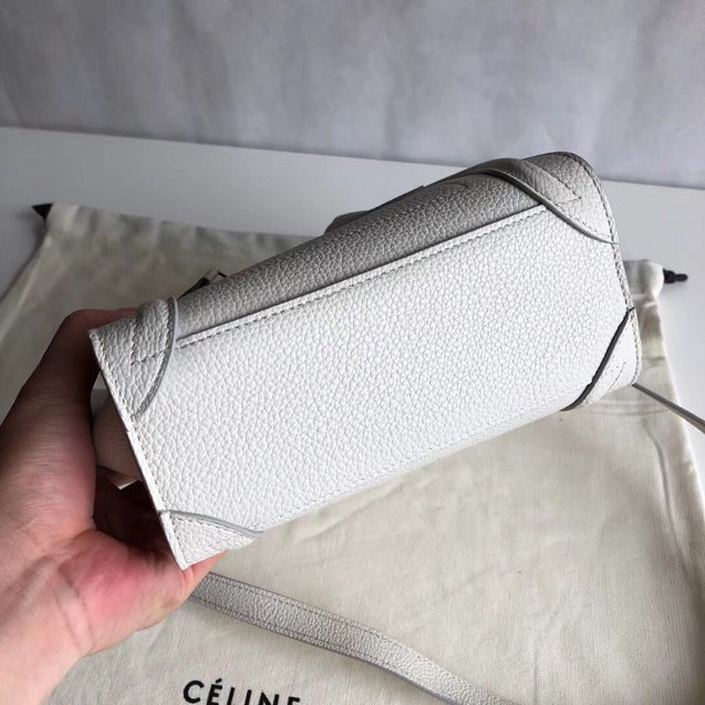 Celine original grained calfskin nano luggage bag 189243 white