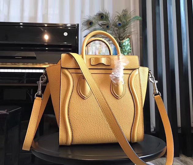 Celine original grained calfskin nano luggage bag 189243 yellow