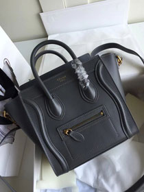Celine original smooth calfskin nano luggage bag 189243 dark grey