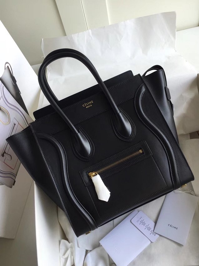 Celine original smooth calfskin micro luggage handbag 189793 black