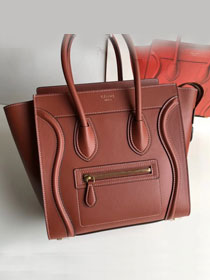 Celine original smooth calfskin micro luggage handbag 189793 brown