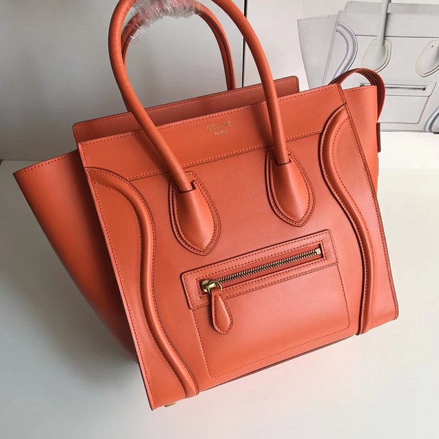 Celine original smooth calfskin micro luggage handbag 189793 orange