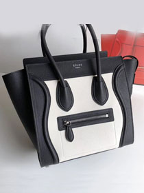 Celine original calfskin micro luggage handbag 189793 white&black