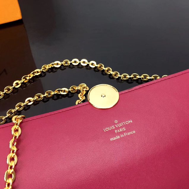 2019 louis vuitton original monogram Flore chain wallet M67404 burgundy