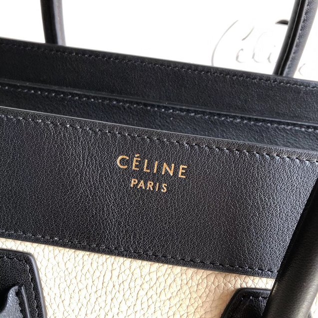 Celine original calfskin micro luggage handbag 189793 apricot&black&red