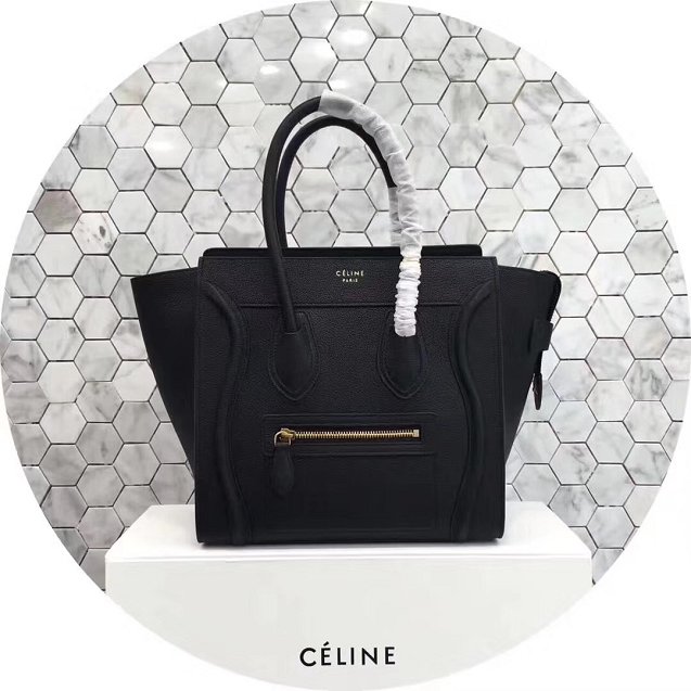 Celine original grained calfskin micro luggage handbag 189793 black