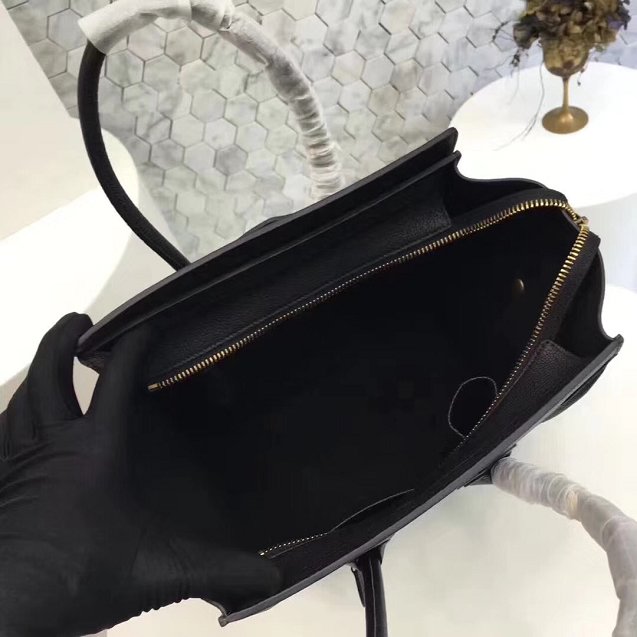 Celine original grained calfskin micro luggage handbag 189793 black