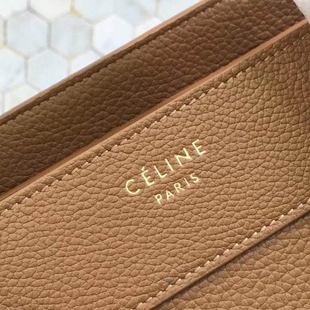 Celine original grained calfskin micro luggage handbag 189793 camel