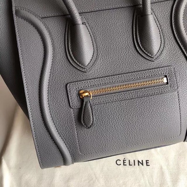 Celine original grained calfskin micro luggage handbag 189793 dark grey