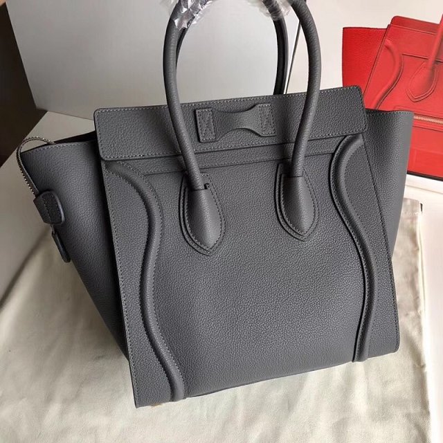 Celine original grained calfskin micro luggage handbag 189793 dark grey