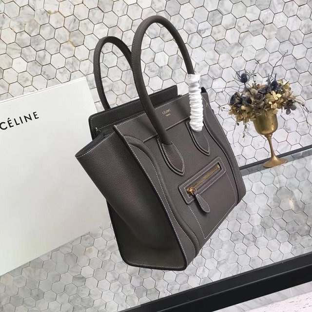 Celine original grained calfskin micro luggage handbag 189793 dark grey