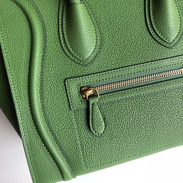 Celine original grained calfskin micro luggage handbag 189793 green