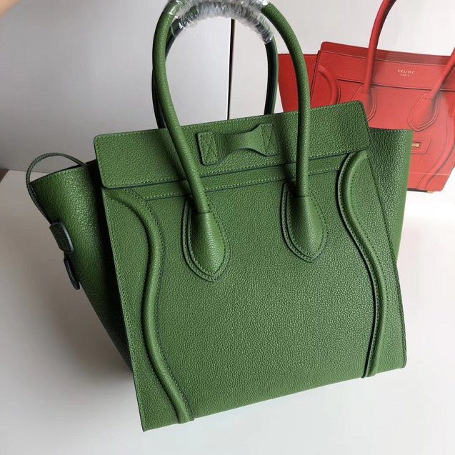 Celine original grained calfskin micro luggage handbag 189793 green