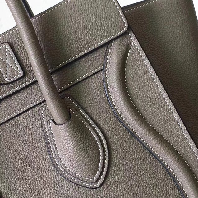 Celine original grained calfskin micro luggage handbag 189793 grey